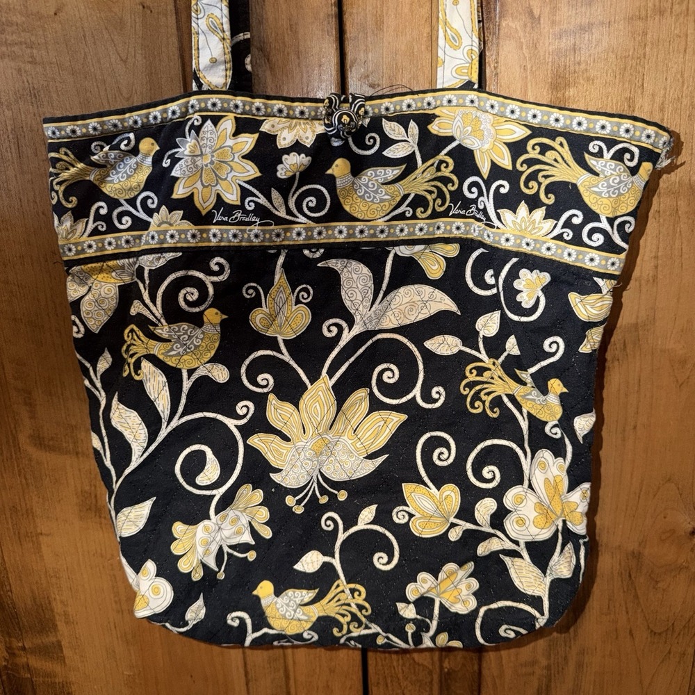Vera Bradley Retired Pattern Yellow Bird 2008 Shoulder Bag With Button Closure